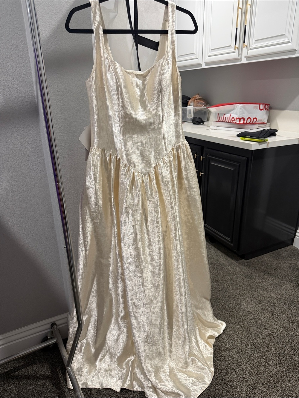 Azazie Shimmery Cream Prom Dress